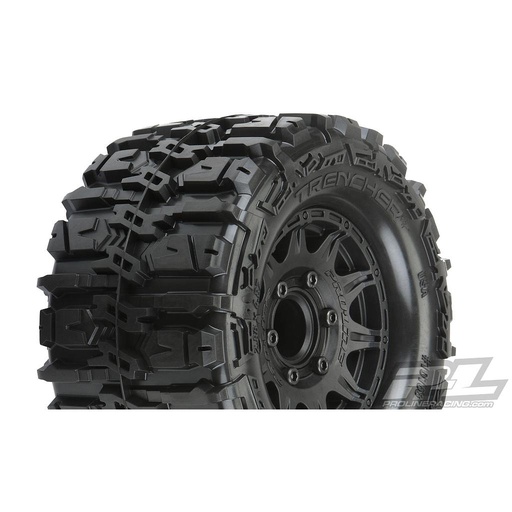 [ PR10168-10 ] Proline Trencher HP 2.8&quot; all terrain BELTED truck tires mounted on raid black for stampede/rustler