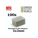 [ GSW9264 ] Green stuff world neodumium magnets 3x2mm (100 stuks)