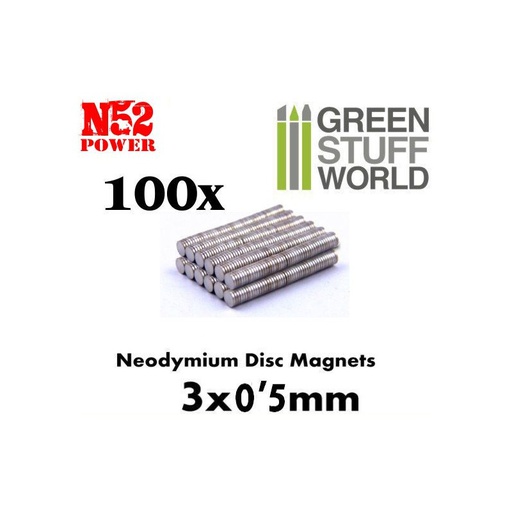 [ GSW8436554367610 ] Green stuff world neodymium magets 3x0.5mm (100 stuks)