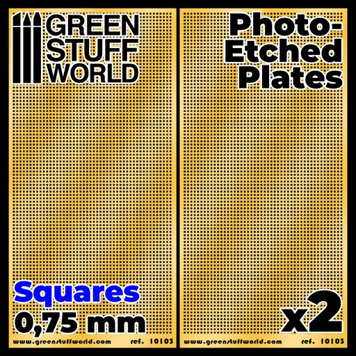 [ GSW10103 ] Green stuff world photo-etched plates squares 0.75mm (2 stuks)