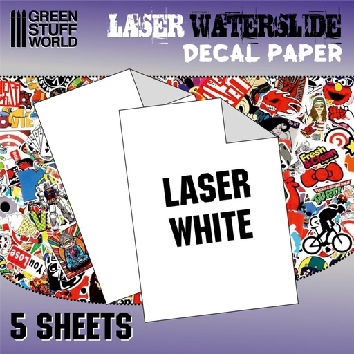 [ GSW8436574505689 ] Green stuff world waterslide decal (A4 white x 5) Laser printer
