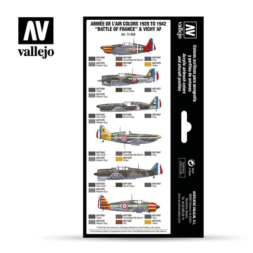 [ VAL71626 ] Vallejo Armeé de l'air colors 1939 to 1942 "battle of france" & vichy af