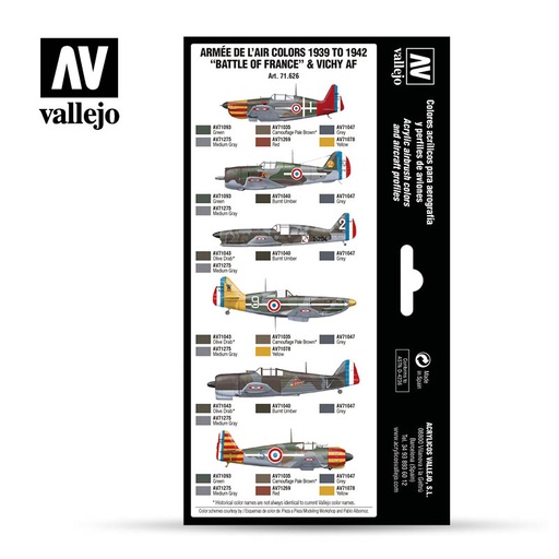 [ VAL71626 ] Vallejo Armeé de l'air colors 1939 to 1942 &quot;battle of france&quot; &amp; vichy af