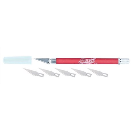 [ EX19018 ] Excel K18 GRIP-80 KNIFE  met 5 losse exb11 mesjes (kleur houder varieert rood/paars/zwart/blauw)