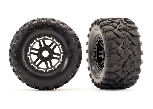 [ TRX-8972 ] Traxxas tires & wheels, assembled, glued (black wheels, maxx all-terrain tires, foam inserts) - TRX8972