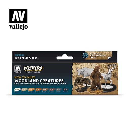 [ VAL80254 ] Vallejo wizkids how to paint woodland creatures (8x8ml)