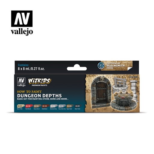 [ VAL80251 ] Vallejo wizkids how to paint Dungeon Depths (8x8ml)