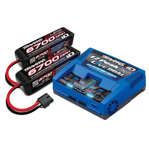 [ TRX-2997 ] Traxxas 4S battery/charger pack (includes 2973 duo ID charger, 2 X 2890X 14.8V 6700Mah lipo battery) - trx2997