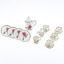 [ MM15175 ] Mini Mundus Koffieservies Rozendecor porselein 15-delig