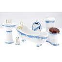[ MM15595 ] Mini Mundus Badkamer in porselein (wit/blauw) NML