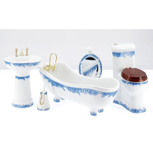 [ MM15595 ] Mini Mundus Badkamer in porselein (wit/blauw) NML