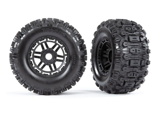 [ TRX-8973 ] Traxxas tires & wheels, assembled, glued (black wheels, dual profile (2.8' outer, 3.6' inner), sledgehammer tires, foam inserts) 17mm - TRX8973