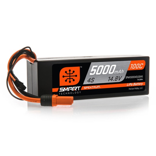 [ SPMX50004S100H5 ] Spektrum 5000mAh 4S 14.8V 100C Smart Lipo Hardcase, IC5