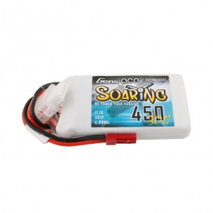 [ BSR30C4503S ] Gens ace Soaring 450mAh 11.1V 30C 3S1P Lipo Battery Pack with JST-SYP Plug (GEA4503s30jst)