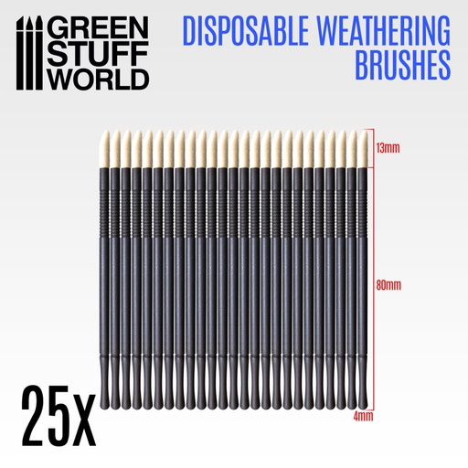 [ GSW2420 ] Green stuff world disposable weathering brushes (25 stuks)