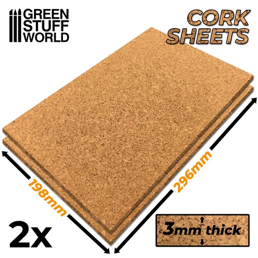 [ GSW10458 ] Green stuff world cork sheets 3mm (2 stuks)