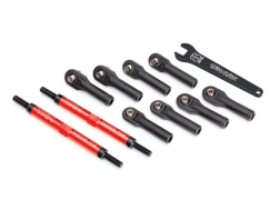 [ TRX-8638R ] Toe links, E-Revo® VXL (TUBES red-anodized, 7075-T6 aluminum, stronger than titanium) (144mm) (2)/ rod ends, assembled with steel hollow balls (8)/ aluminum wrench, 10mm (1) - TRX8638R