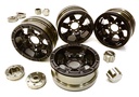 [ INC26877GREY ] Integy Billet Machined 6 Spoke Wheels w/ 6 Bolt S-Adapters for Most 1.9 Scale Crawler