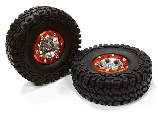 [ INC26174RED ] Integy Billet Machined 6H Spoke ST 1.9 Wheel & Tire (2) for Scale Crawler (O.D.=113mm)