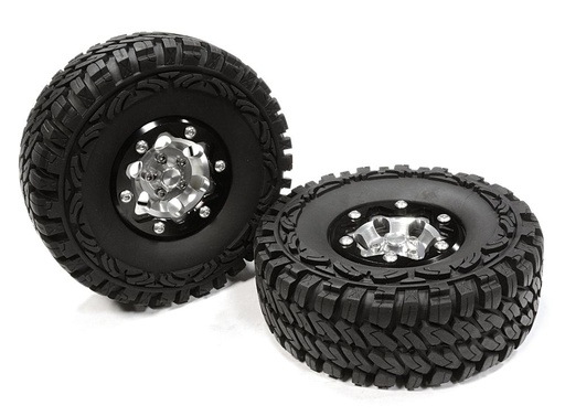 [ INC26174BLACK ] Integy Billet Machined 6H Spoke ST 1.9 Wheel & Tire (2) for Scale Crawler (O.D.=113mm)