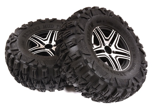 [ INC29458 ] Integy 2.2x1.75-in. Alloy Wheels & Tires(2) for TRX-4, SCX10 II & III Crawlers OD=122mm
