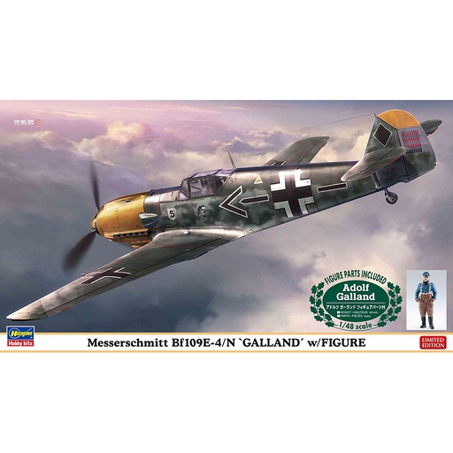 [ HAS07500 ] Hasegawa Messerschmitt Bf109E-4/N "Galland" w/Figure 1/48