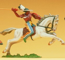[ PRE54658 ] Preiser indian riding with spear 1/25