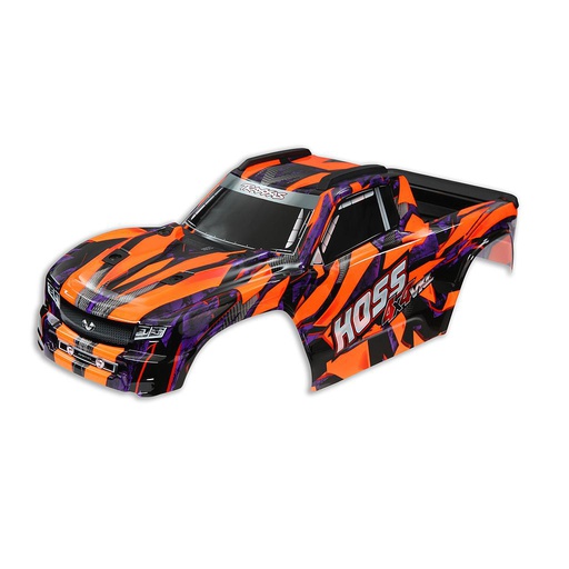[ TRX-9011A ] Traxxas Body, Hoss™ 4X4 VXL, orange/ window, grille, lights decal sheet (assembled with front &amp; rear body mounts and rear body support for clipless mounting) - TRX9011A