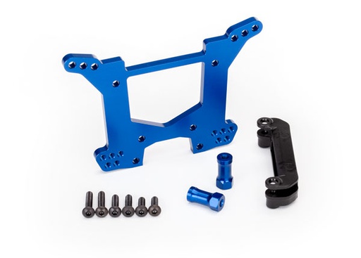 [ TRX-6738X ] Traxxas  Shock tower, rear, 7075-T6 aluminum (blue-anodized) (1)/ body mount bracket (1) - TRX6738x