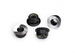 [ TRX-8447A ] Traxxas  Nuts, 5mm flanged nylon locking (aluminum, black-anodized, serrated) (4) - TRX8447A