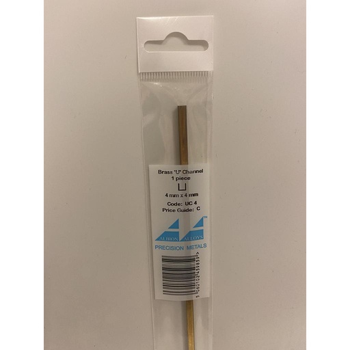 [ ABUC4 ] Brass "U" 4x4x305 mm (1p.) 