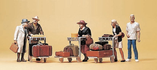 [ PRE10459 ] Preiser reizigers met trolleys(koffers) 1/87