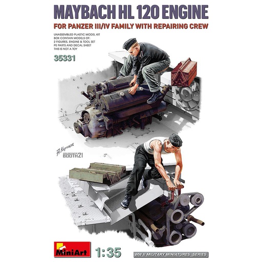 [ MINIART35331 ] Maybach HL 120 Engine for panzer III/IV family with repair crew 1/35
