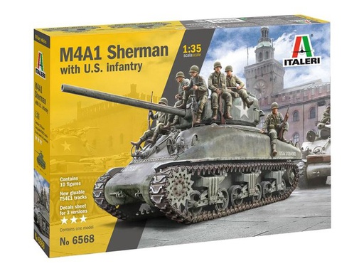[ ITA-6568S ] Italeri M4A1 Sherman with U.S. infantry 1/35 