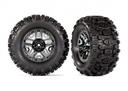 [ TRX-9072 ] Traxxas Tires & wheels, assembled, glued (black chrome 2.8" wheels, Sledgehammer™ tires, foam inserts) (2) (TSM® rated) - TRX9072