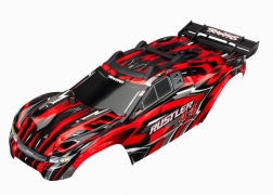 [ TRX-6718 ] Traxxas Body, Rustler® 4X4, red/ window, grille, lights decal sheet (assembled with front &amp; rear body mounts and rear body support for clipless mounting) - TRX6718