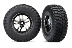 [ TRX-6873T ] Traxxas  Tires &amp; wheels, assembled, glued (SCT Split-Spoke black chrome beadlock style wheels, BFGoodrich® Mud-Terrain™ T/A® KM2 ultra-soft S1 compound off-road racing tires, foam inserts) (2) (4WD f/r, 2WD rear) (TSM® rated) - TRX6873T