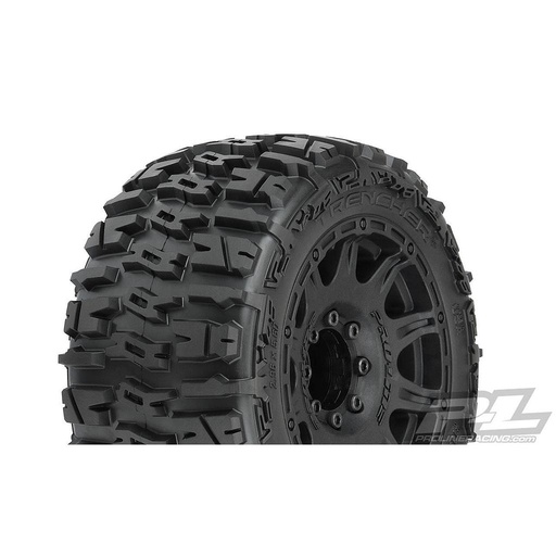 [ PR10175-10 ] Proline Trencher LP 3.8" All Terrain Tires Mounted on Raid Black 8x32 Removable Hex Wheels (2) for 17mm MT Front or Rear