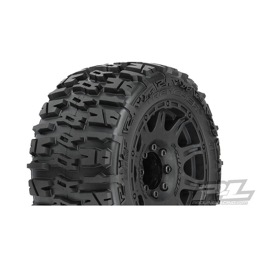 [ PR10175-10 ] Proline Trencher LP 3.8&quot; All Terrain Tires Mounted on Raid Black 8x32 Removable Hex Wheels (2) for 17mm MT Front or Rear