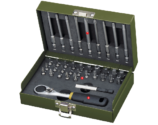 [ PX23109 ] Proxxon Koffer voor fijnmechanica met micro ratel 1/4" bits