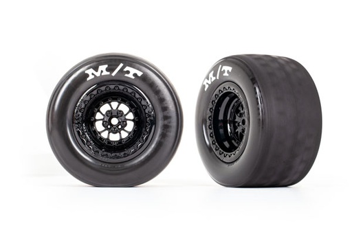 [ TRX-9475 ] Traxxas  Tires & wheels, assembled, glued (Weld gloss black wheels, tires, foam inserts) (rear) (2) - TRX9475