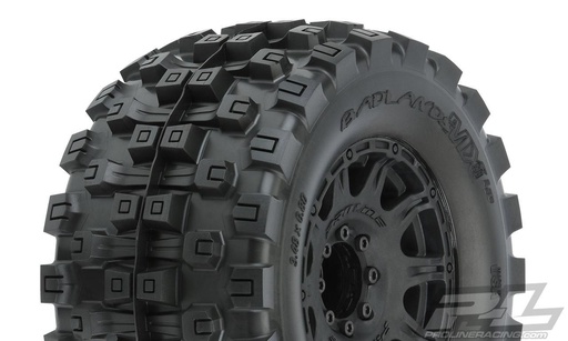[ PR10166-10 ] Proline Badlands MX38 HP 3.8&quot; All Terrain BELTED Tires Mounted on Raid Black 8x32 Removable Hex Wheels (2) for 17mm MT Front or Rear