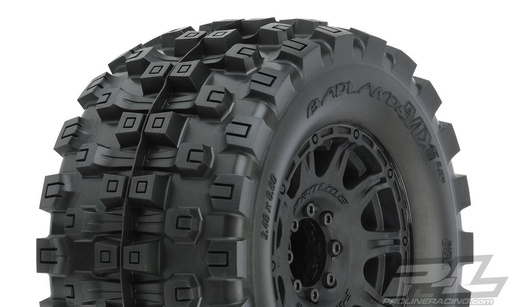[ PR10166-10 ] Proline Badlands MX38 HP 3.8" All Terrain BELTED Tires Mounted on Raid Black 8x32 Removable Hex Wheels (2) for 17mm MT Front or Rear