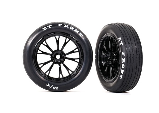 [ TRX-9474 ] Traxxas Tires & wheels, assembled, glued (Weld gloss black wheels, tires, foam inserts) (front) (2) - TRX9474