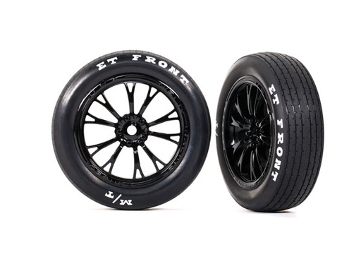 [ TRX-9474 ] Traxxas Tires &amp; wheels, assembled, glued (Weld gloss black wheels, tires, foam inserts) (front) (2) - TRX9474