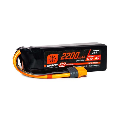 [ SPMX224S30 ] 2200mAh 4S 14.8V Smart G2 Lipo 30C; IC3