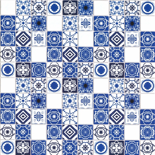 [ MM70950 ] Mediterrane tegels, blauw, reliëf (297x410mm)