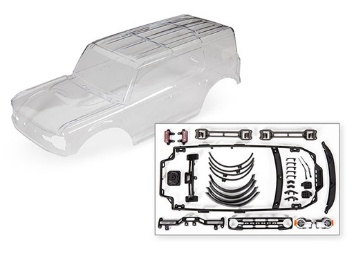 [ TRX-9211 ] Traxxas  Body, Ford Bronco (2021) (clear, requires painting)/ decals/ window masks (includes grille, side mirrors, door handles, fender flares, windshield wipers, spare tire mount, clipless mounting, hardware) (requires #8080X inner fenders) - TRX9211