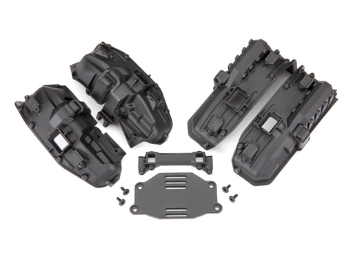 [ TRX-8080X ] Traxxas  Fenders, inner (narrow), front & rear (for clipless body mounting) (2 each)/ rock light covers (8)/ battery plate/ body mount/ 3x8 flat-head screws (4)/ 2.5x6 CS (10) - TRX8080X