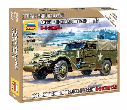 [ ZVE6245 ] Zvezda American Armored Personnel Carrier M-3 Scout Car 1/100